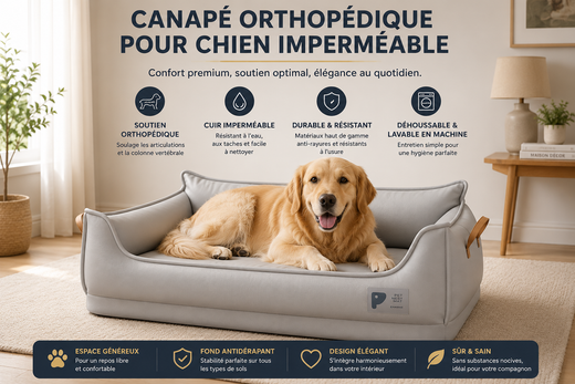Canapé orthopédique pour chien imperméable LuxeGuard™