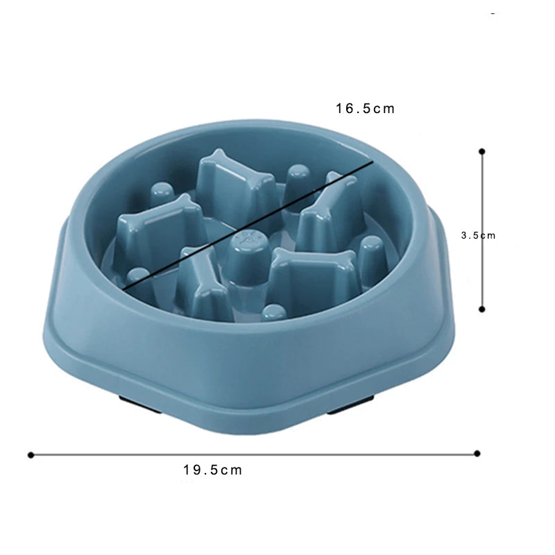 Dimensions de la gamelle anti-glouton pour petit chien, couleur bleu clair