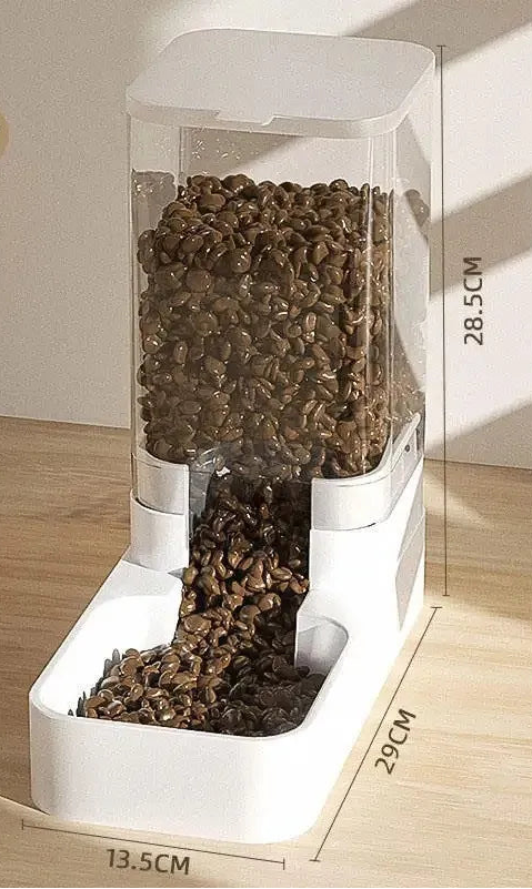 Distributeur automatique pour chien avec design vertical, compact, parfait pour les intérieurs modernes.