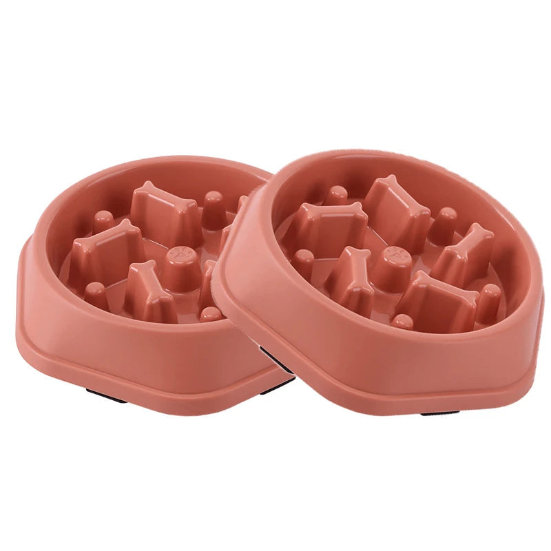 Ensemble deux gamelles anti-glouton rouge pour ralentir repas chien