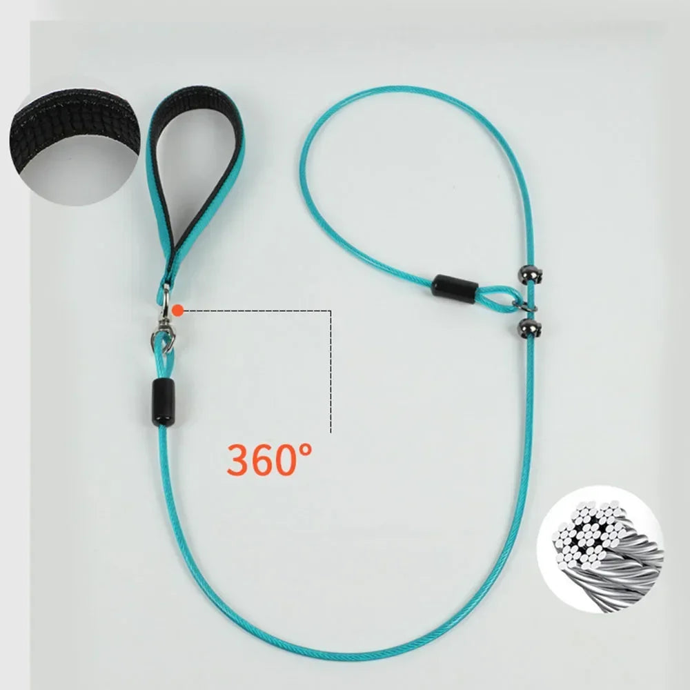 Laisse lasso en acier pour chien & Poignée Confortable