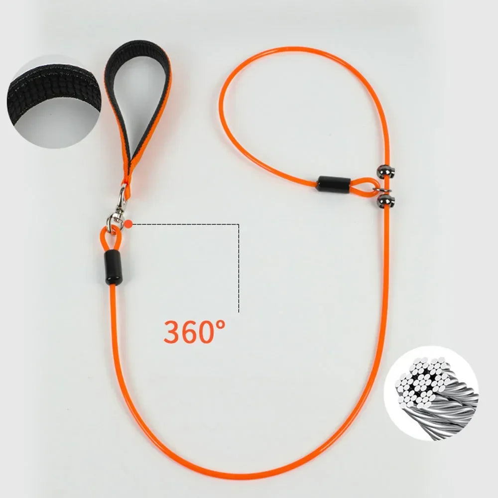 Laisse lasso en acier pour chien & Poignée Confortable