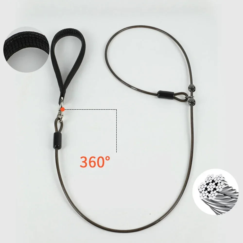 Laisse lasso en acier pour chien & Poignée Confortable