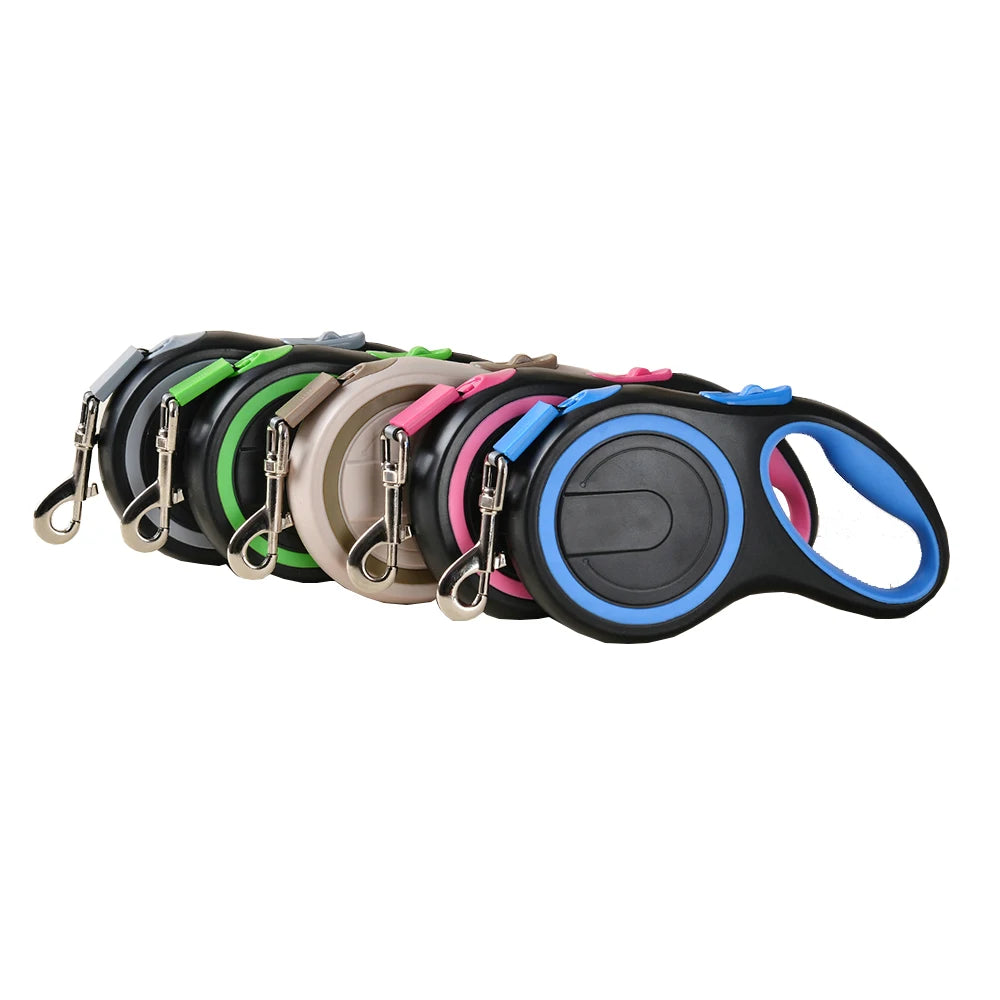 assortiment de laisses rétractables colorées pour chiens de toutes tailles