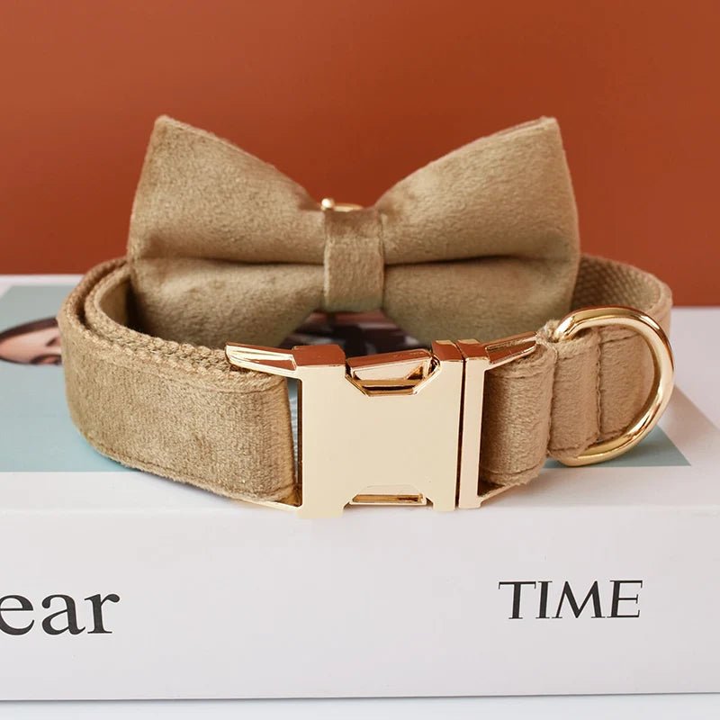 Collier pour Chien Doré en Flanelle – Gravure Personnalisée & Laisse Assortie - Noble Truffe