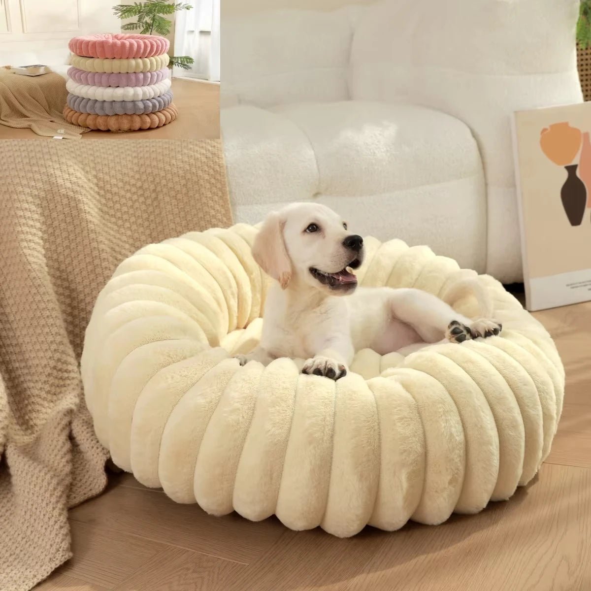 Coussin pour Chien Rond Moelleux – Effet Cocon avec Rebord Surélevé - Noble Truffe