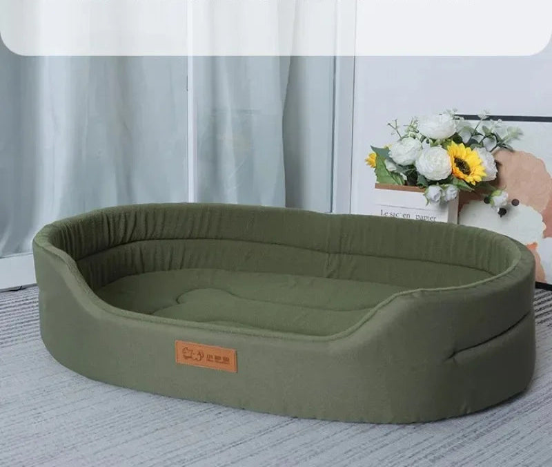 Lit pour chien lavable en tissu Oxford vert – vue latérale