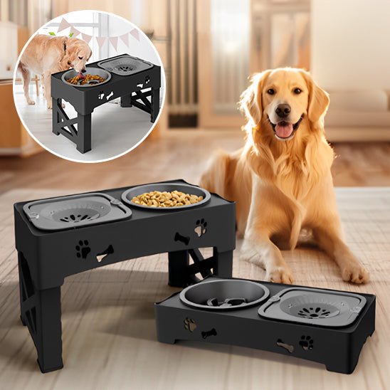 Gamelle Réglable pour chien – Double Bol + Antiglouton + Hauteur Ajustable - Noble Truffe