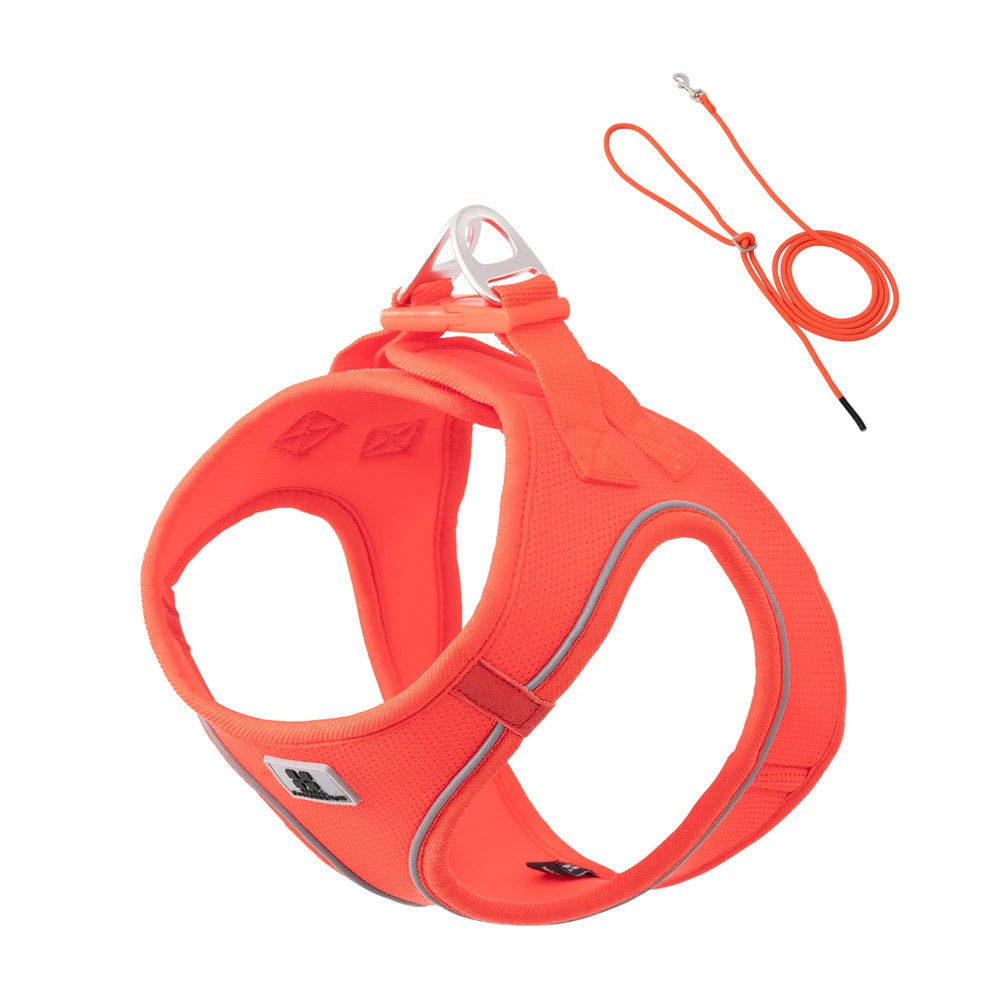 harnais orange souple respirant pour chien de petite a moyenne taille