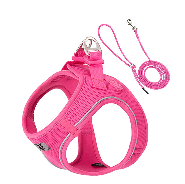Harnais rose vif pour chien avec tissu rembourré et léger taille xxxs jusqu'a l