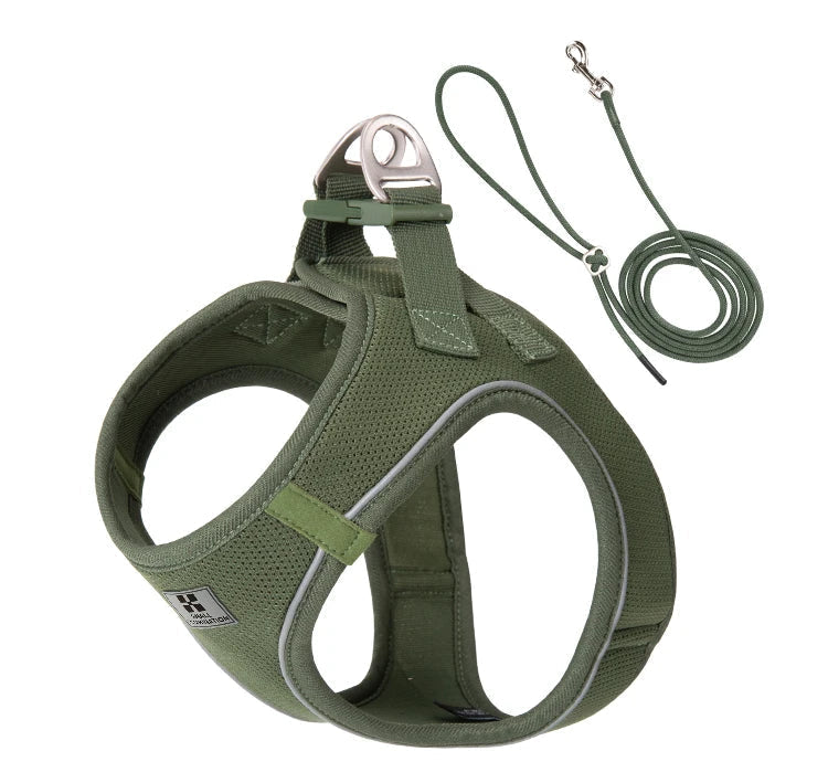harnais vert souple pour chien