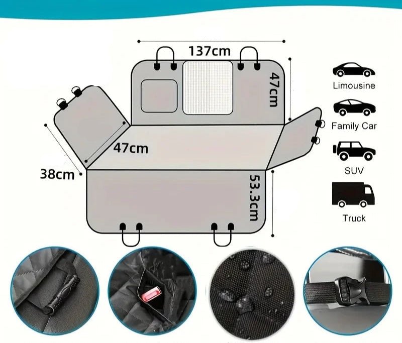 Housse de Protection Siège Voiture pour Chien – Hamac Imperméable & Antidérapant - Noble Truffe