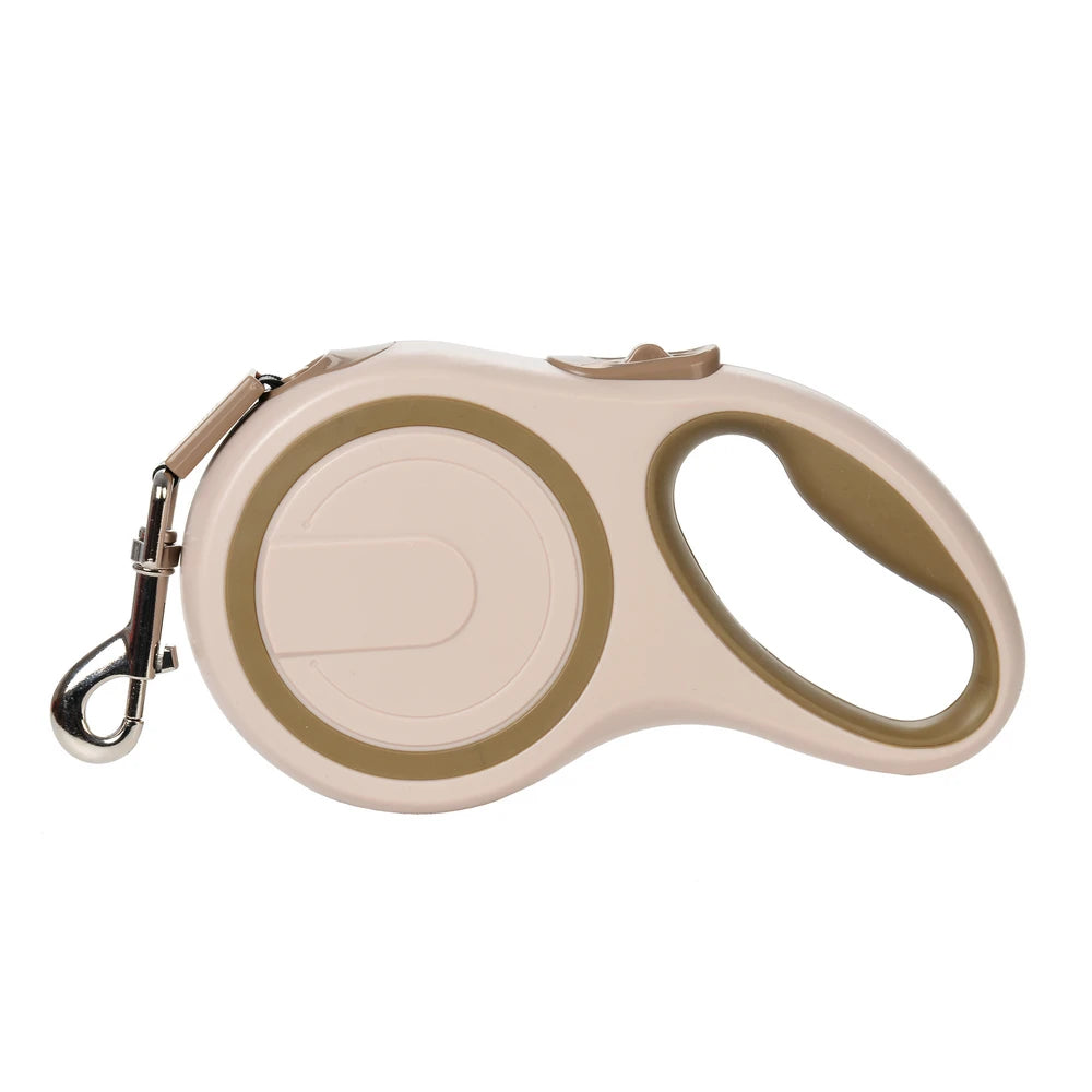 laisse retractable pour chien couleur beige, poignée ergonomique