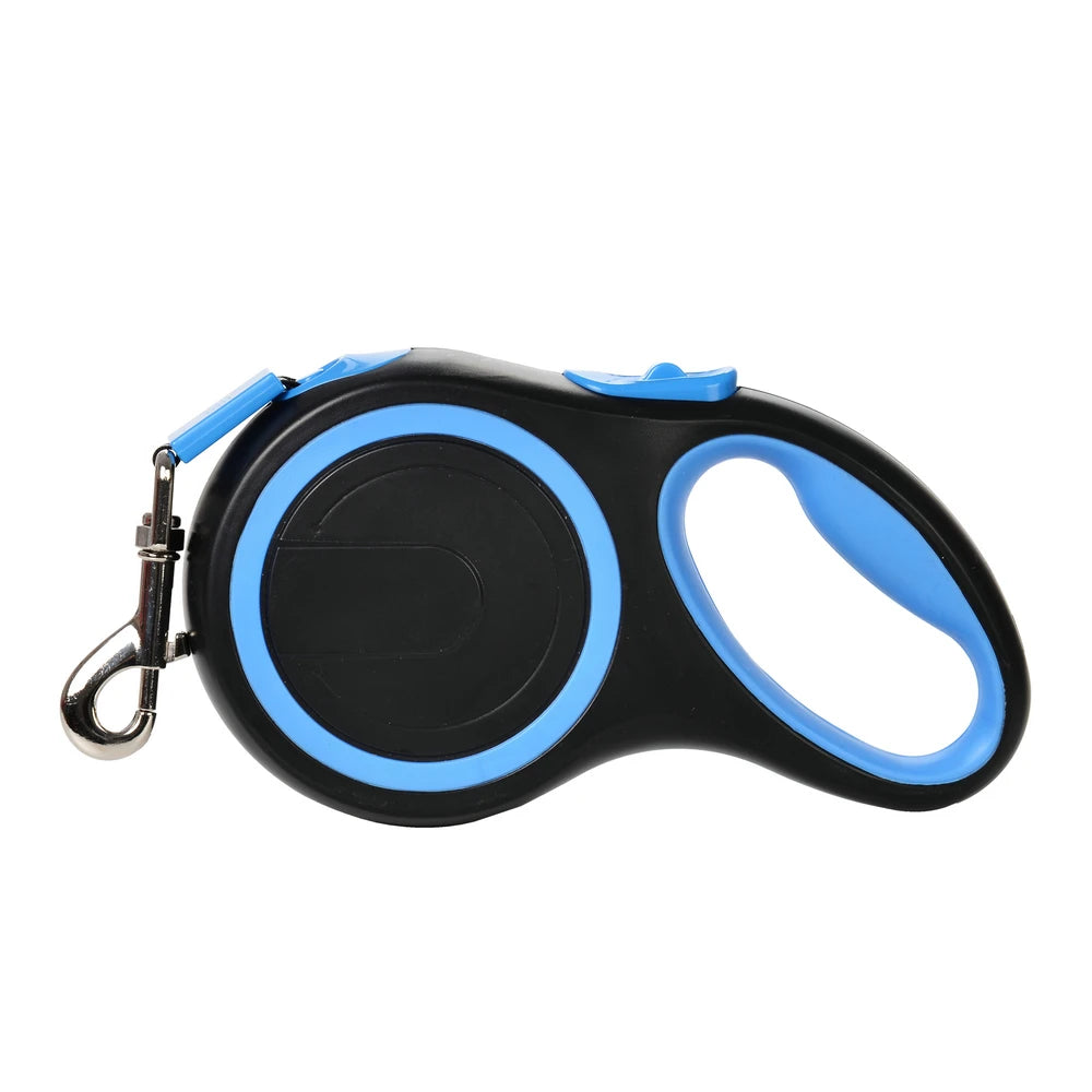 laisse retractable bleu et noir, idéale pour promenade ou randonnée avec grand chien