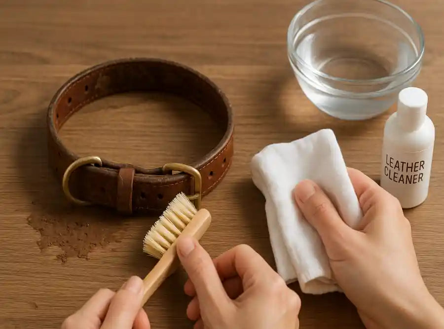 Nettoyage collier en cuir pour chien