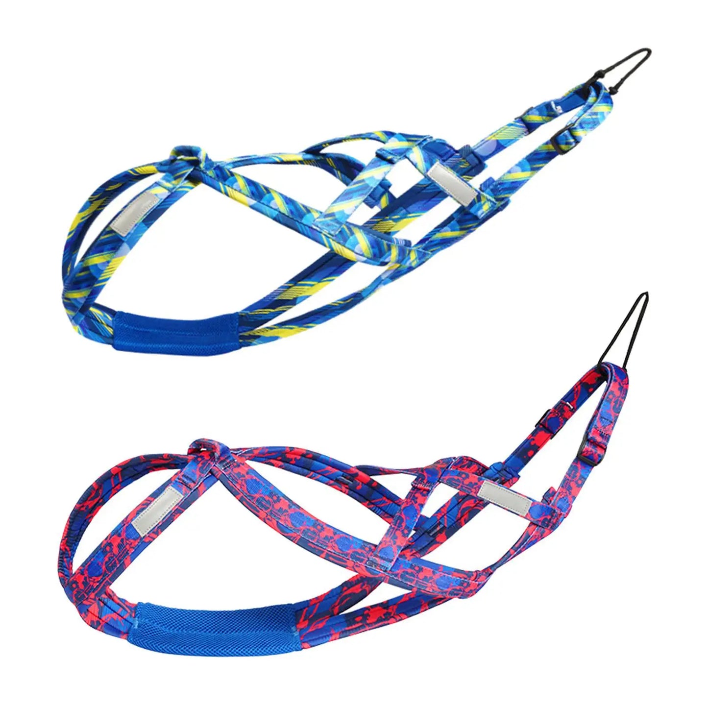 2 harnais de traction bleu et rouge pour chien, idéal sport, traîneau et husky