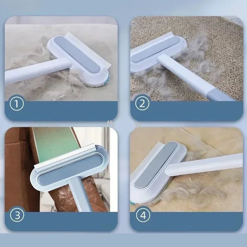 Vue des différentes inclinaisons de la brosse anti-poils pour s’adapter à plusieurs angles et surfaces.