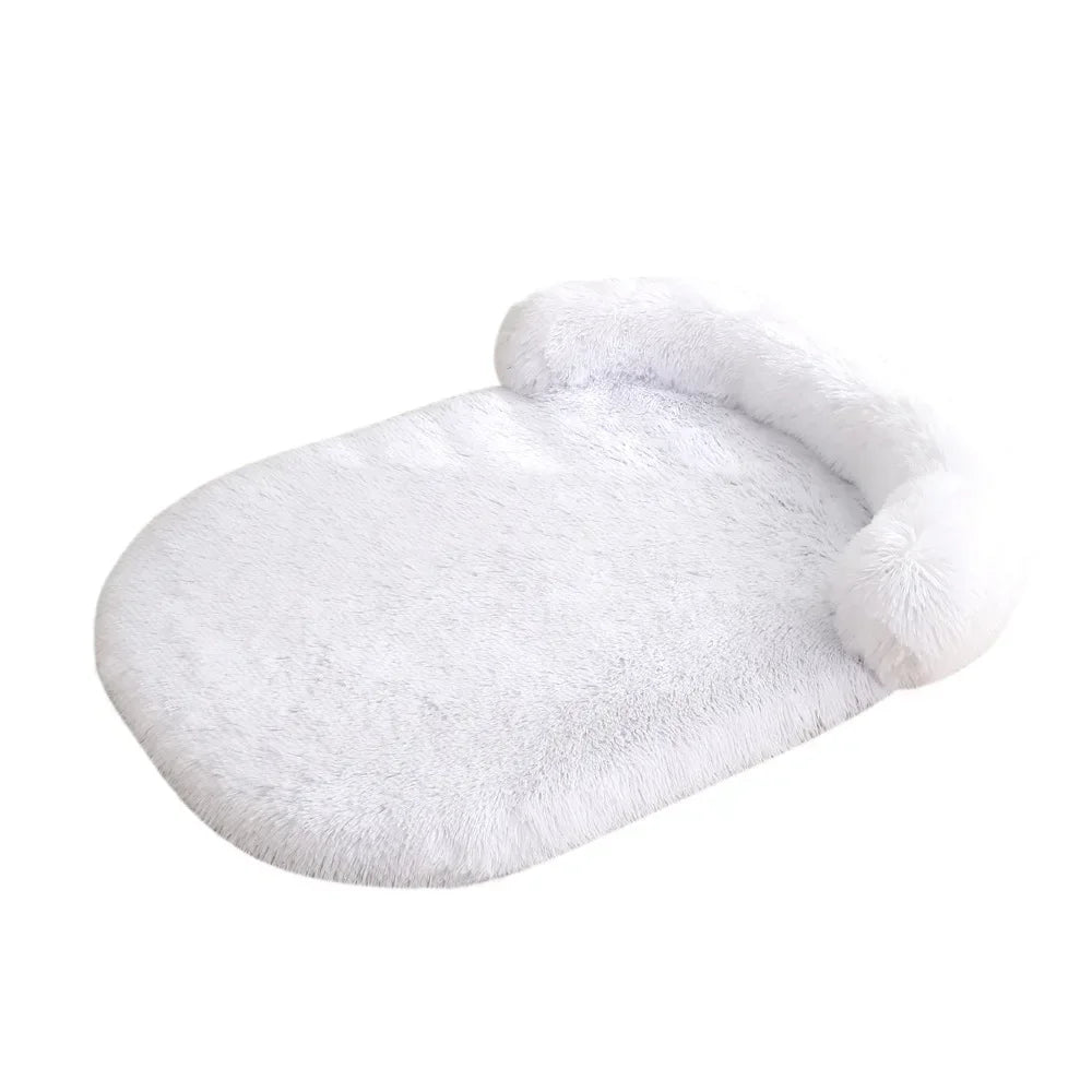 Coussin moelleux blanc pour chien, avec rembourrage épais et doux