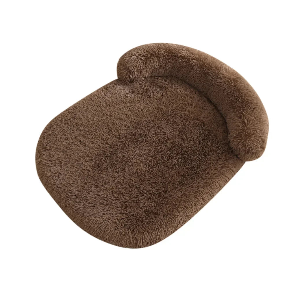 Lit pour chien en peluche brun foncé, doux et chaud