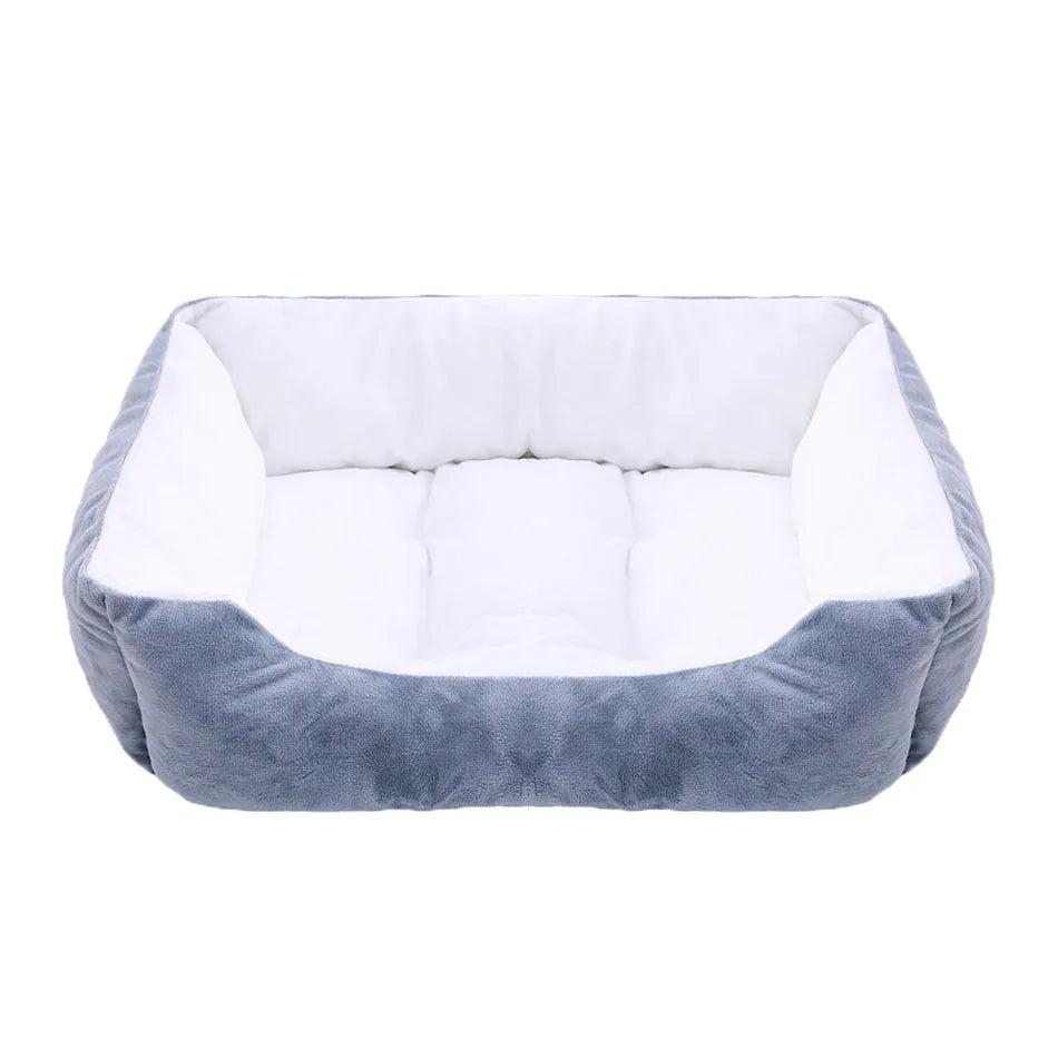Coussin chien velours couleur gris et blanc