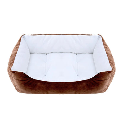 Coussin chien velours couleur marron et blanc