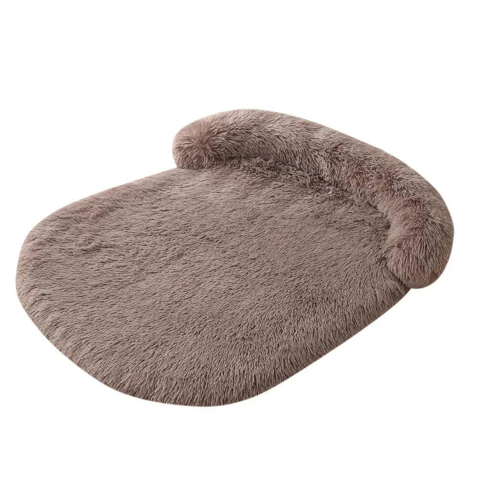 Coussin pour chien moelleux couleur café clair, avec housse amovible