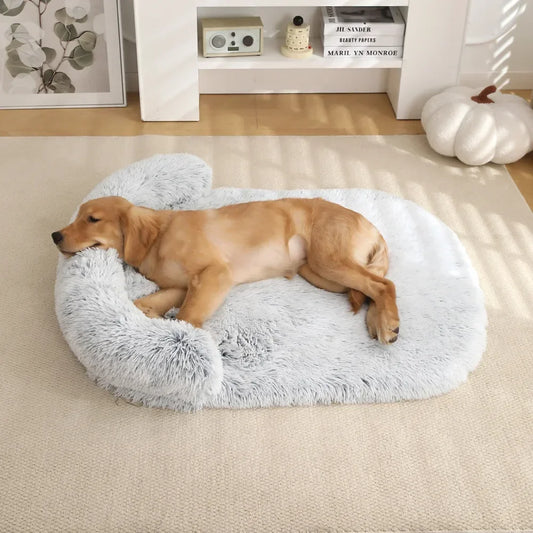 Coussin doux pour chien gris clair, lavable, avec rembourrage orthopédique