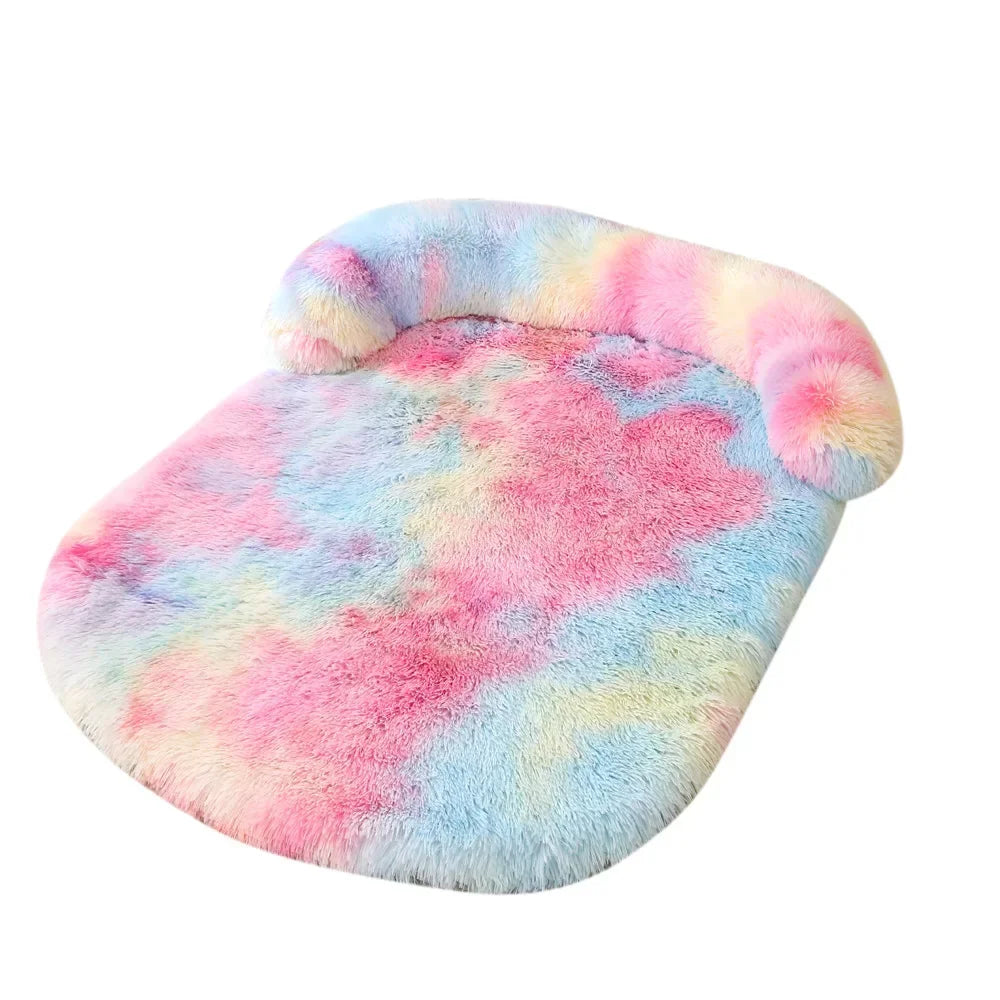 Coussin pour chien tie-dye multicolore, joyeux et doux, parfait pour l’hiver