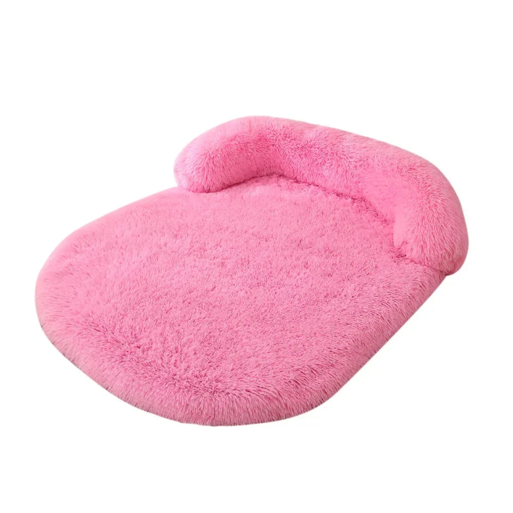 Coussin moelleux rose vif pour chien ou chiot, avec rebords cousus