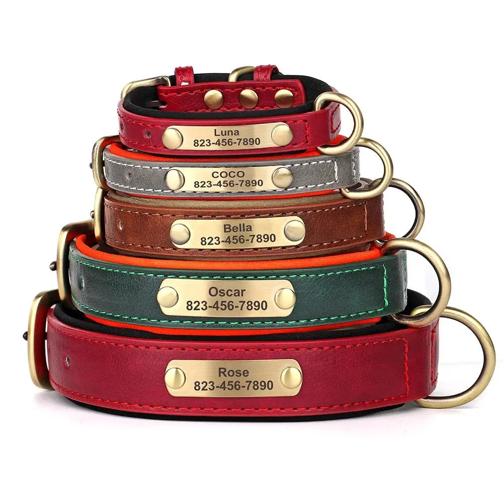 Colliers personnalisables pour chien en cuir PU multicolores