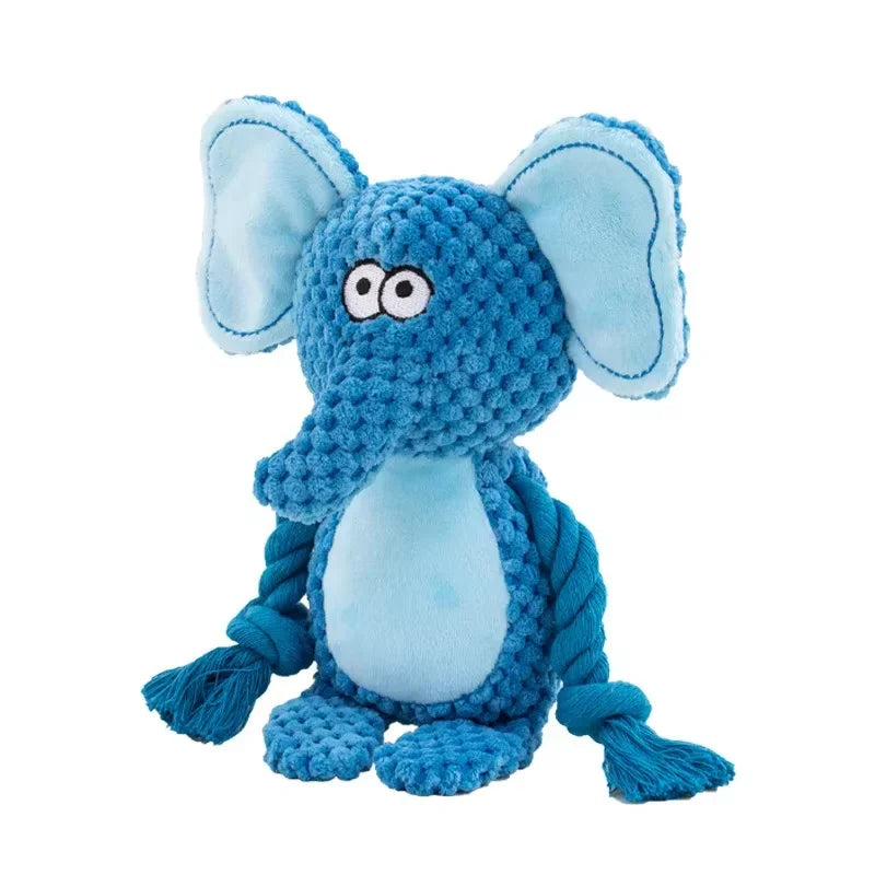 Jouet sonore pour chien en forme d’éléphant bleu avec grandes oreilles