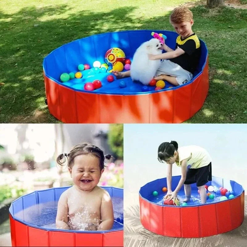 Piscine rangée dans un tiroir. Pliable et légère, parfaite pour les petits espaces ou les déplacements.