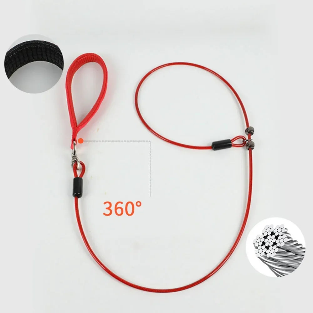 Laisse lasso en acier pour chien & Poignée Confortable