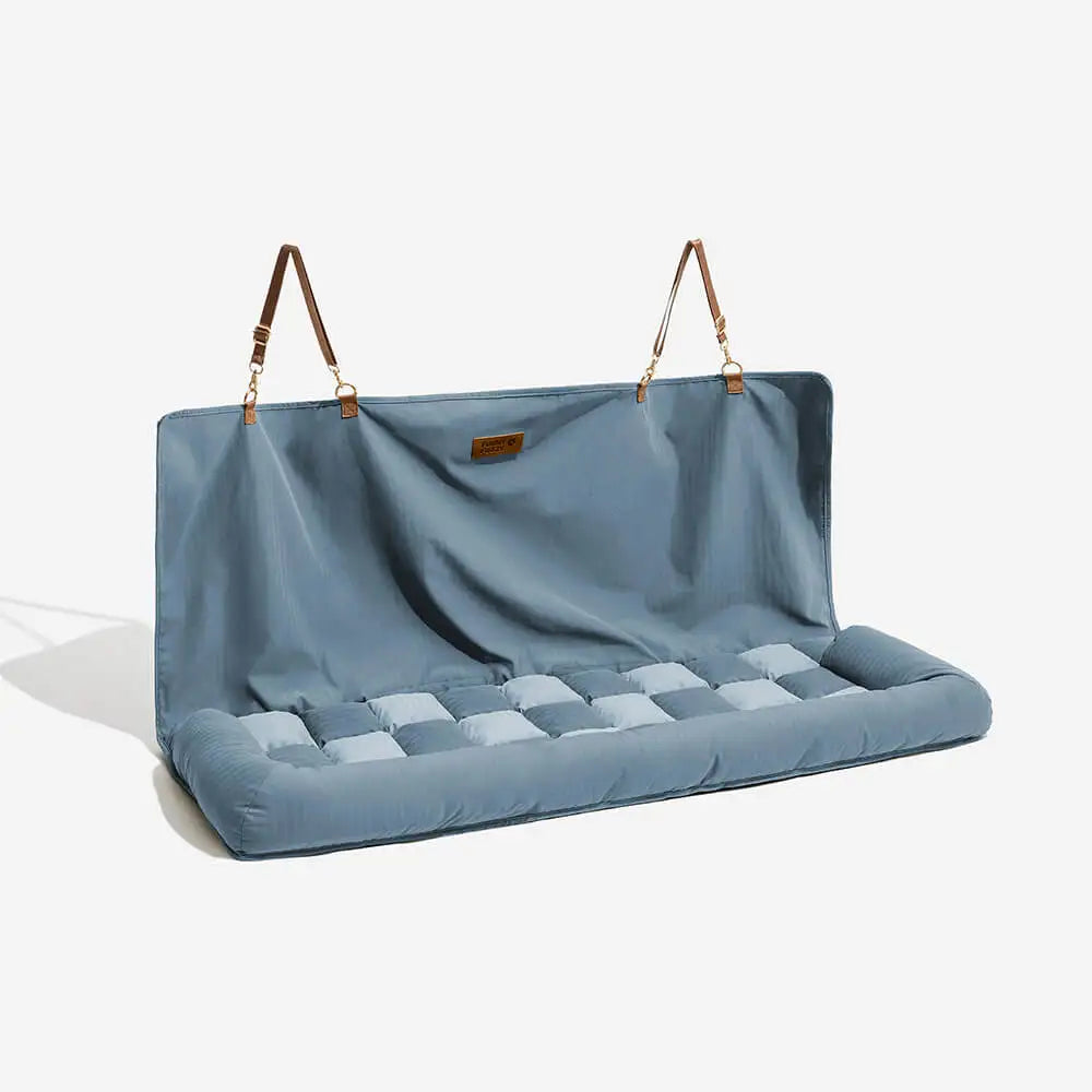Siege auto coussin pour chien coloris bleu élégant avec sangles de fixation
