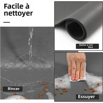 Tapis de protection pour gamelle d'eau de chien avec un nettoyage facile et un séchage à l'air libre