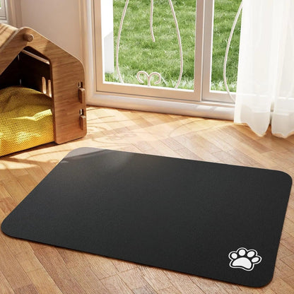 Tapis étanche et antidérapant noir pour gamelle de chien