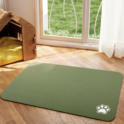 Tapis antidérapant vert pour gamelle de chien