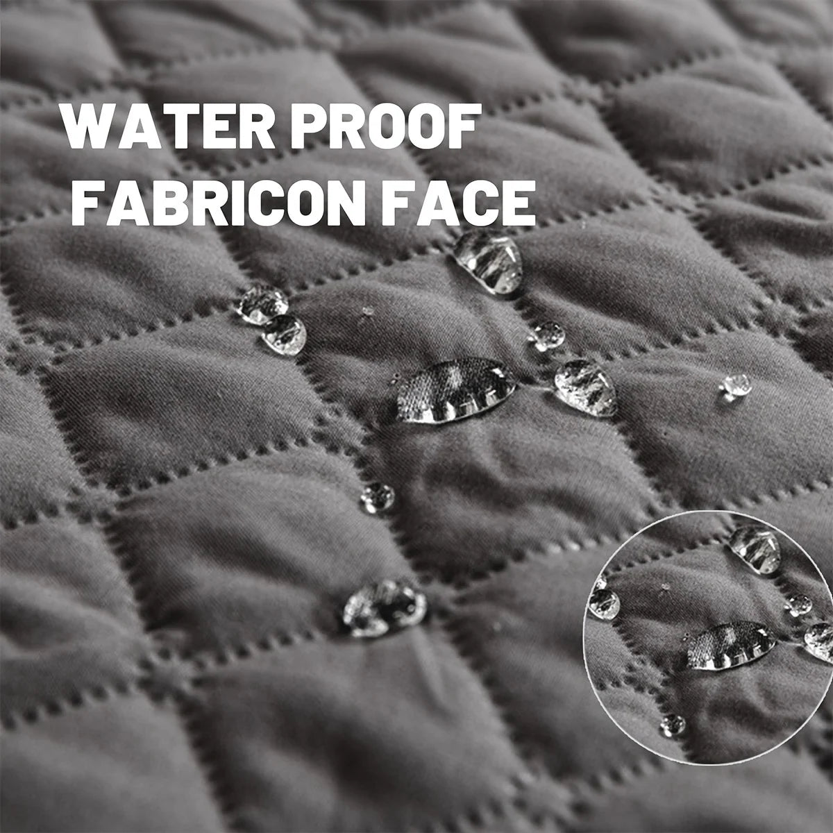 Zoom sur surface matelassee etanche de la couverture impermeable pour animaux