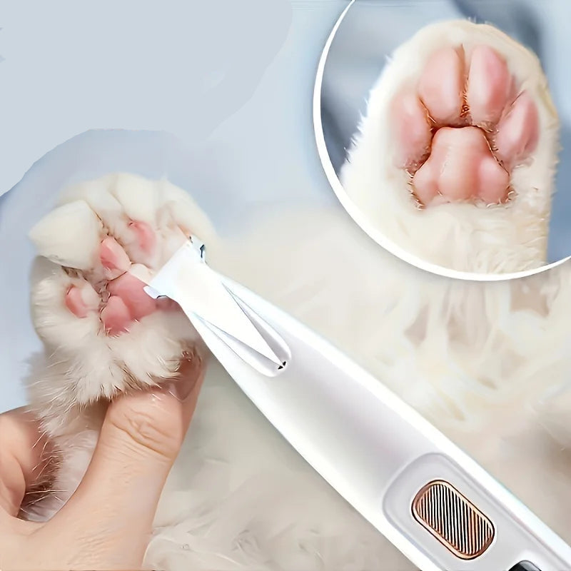 Tondeuse patte chien avec lumière LED pour couper les poils autour des coussinets.