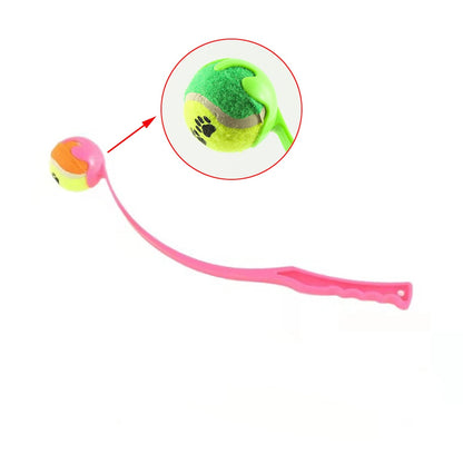 Jouet lanceur rose avec balle intégrée pour chien