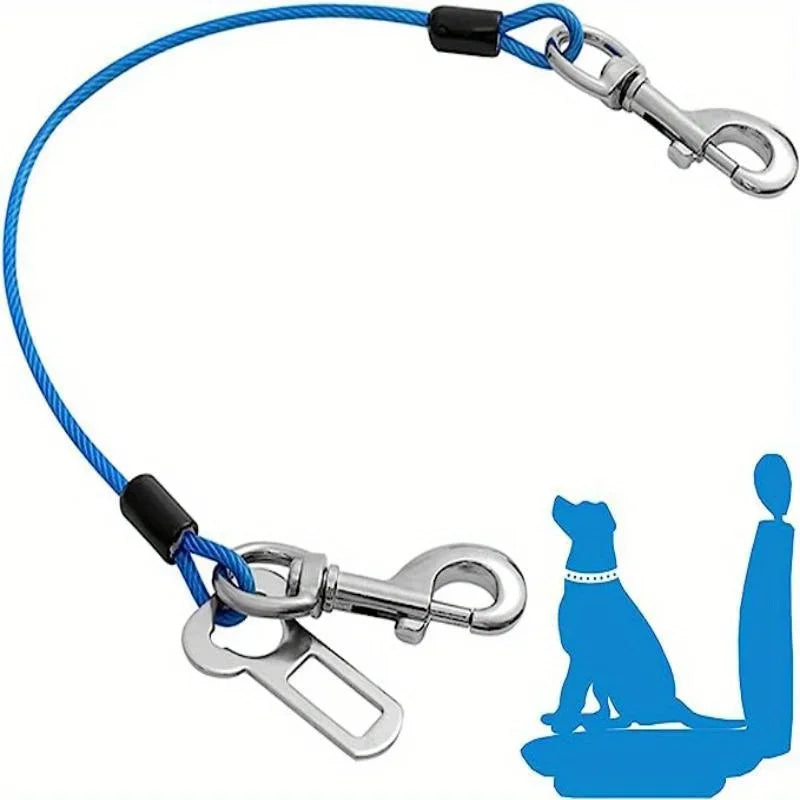ceinture de sécurité bleue pour chien, réglable et résistante avec mousqueton métallique