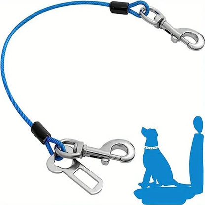 ceinture de sécurité bleue pour chien, réglable et résistante avec mousqueton métallique