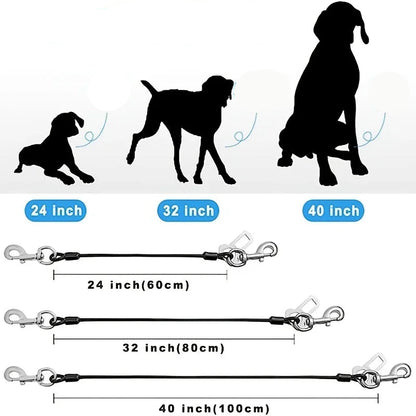guide des tailles de la ceinture de sécurité pour chien, disponible en 60 cm, 80 cm et 100 cm
