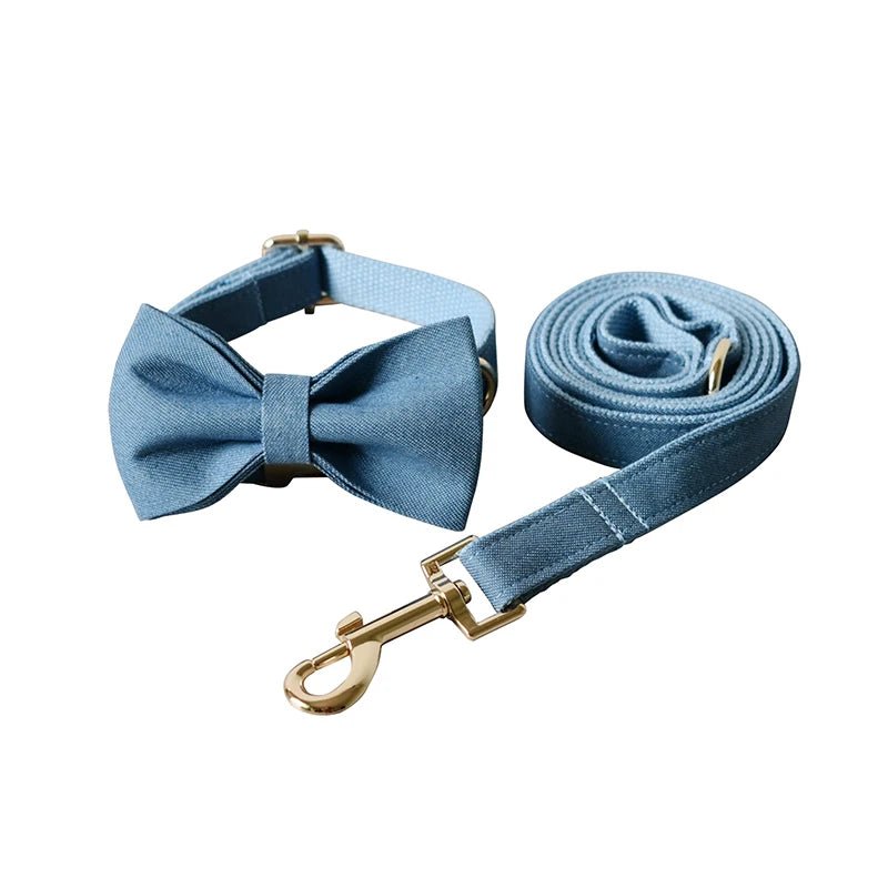 Collier Bleu Ciel pour Chien – Flanelle Douce, Gravure Personnalisée & Laisse Assortie - Noble Truffe