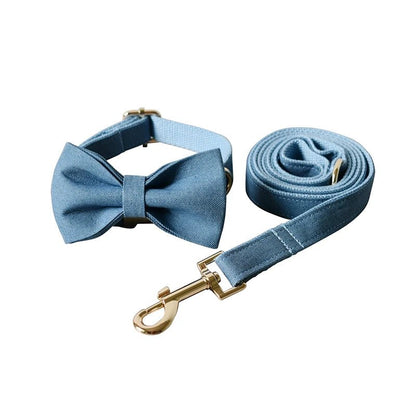 Collier Bleu Ciel pour Chien – Flanelle Douce, Gravure Personnalisée & Laisse Assortie - Noble Truffe