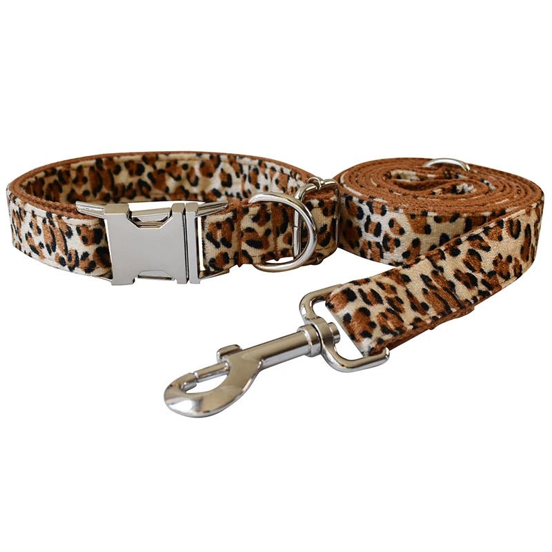Collier Léopard pour Chien – Gravure Personnalisée, Laisse & Nœud Papillon - Noble Truffe