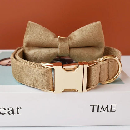 Collier pour Chien Doré en Flanelle – Gravure Personnalisée & Laisse Assortie - Noble Truffe