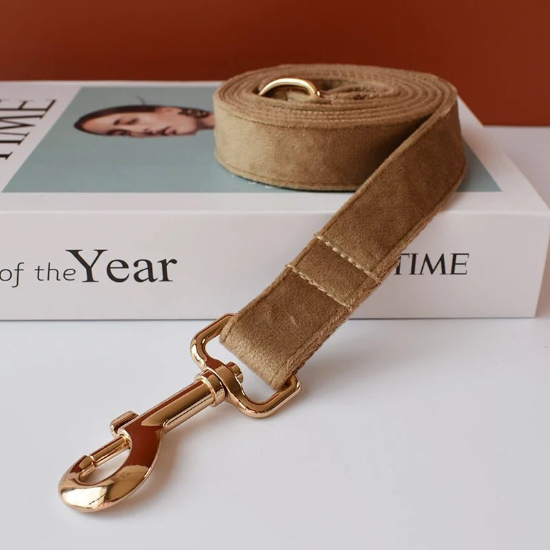 Collier pour Chien Doré en Flanelle – Gravure Personnalisée & Laisse Assortie - Noble Truffe