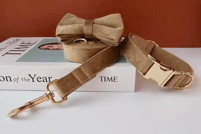 Collier pour Chien Doré en Flanelle – Gravure Personnalisée & Laisse Assortie - Noble Truffe
