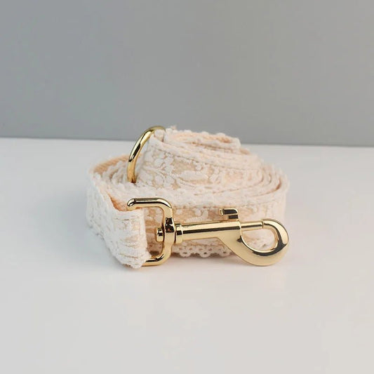 Collier pour Chien en Dentelle – Gravure Personnalisée, Fleur Amovible & Laisse Assortie - Noble Truffe